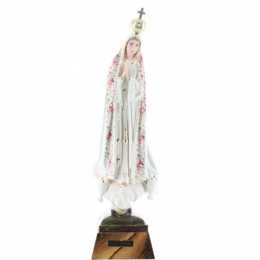 Palais du Rosaire Statue Vierge De Fatima | Statue De Fatima Vetue D'Un Manteau Fleuri Rose 18Cm