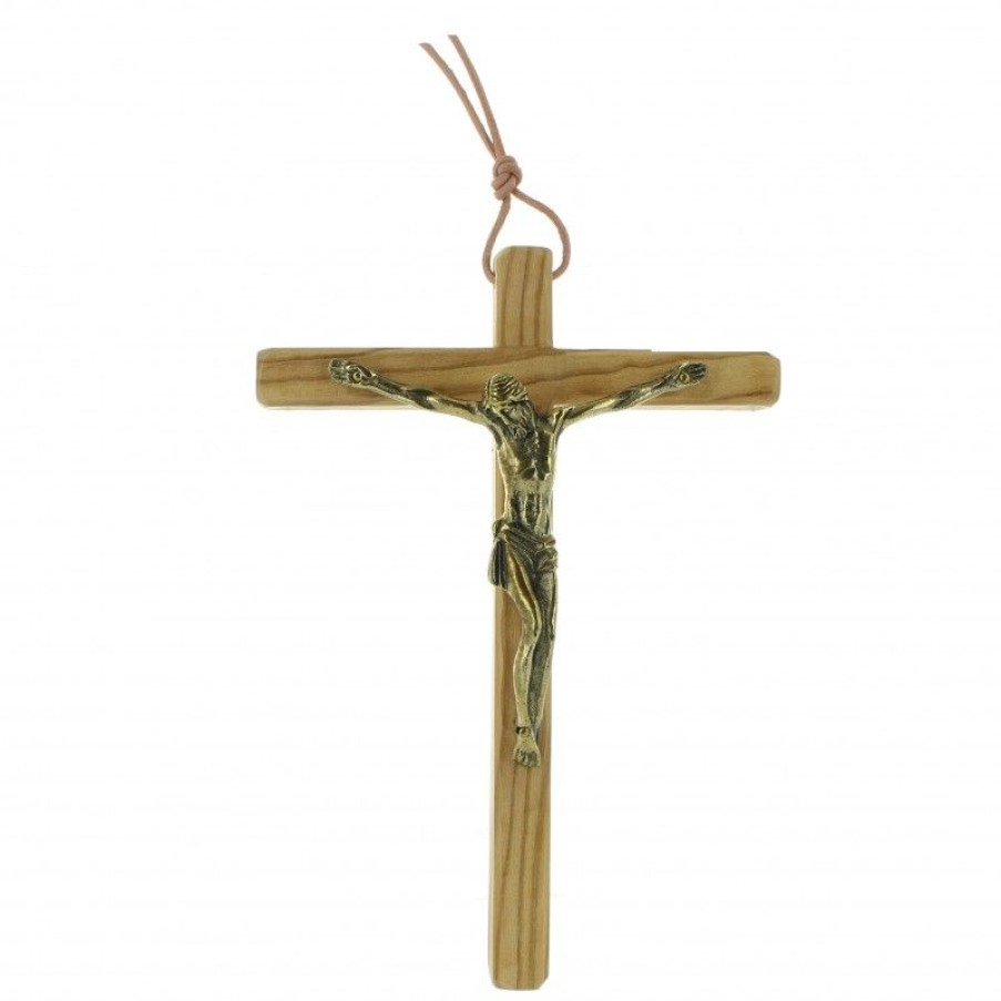 Palais du Rosaire Crucifix Bois | Crucifix Christ De Cluny En Bronze Sur Croix D'Olivier 15 Cm