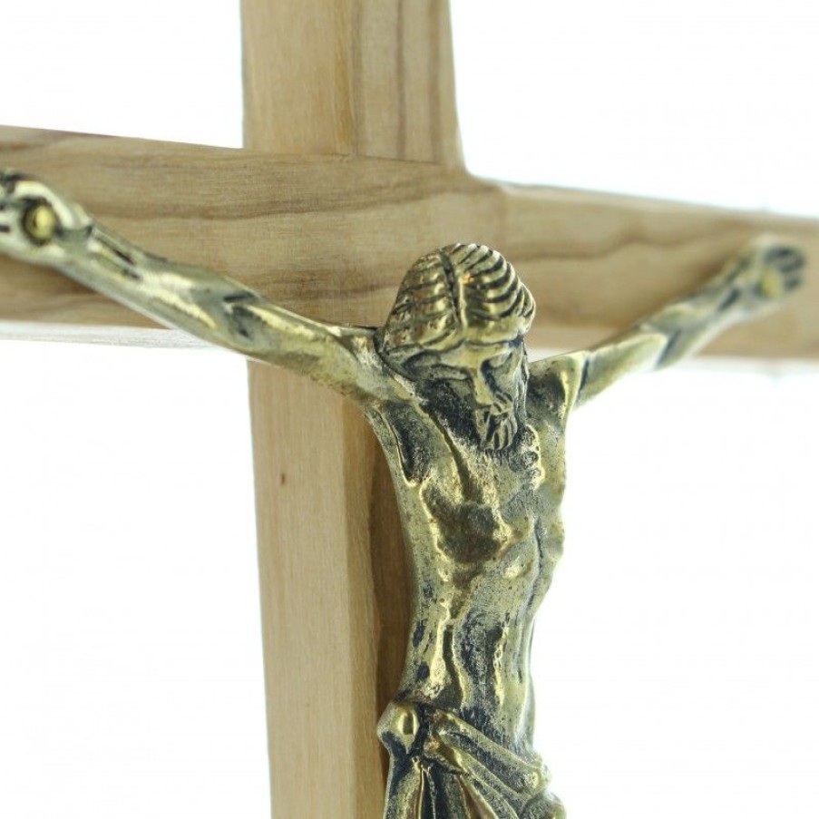 Palais du Rosaire Crucifix Bois | Crucifix Christ De Cluny En Bronze Sur Croix D'Olivier 15 Cm