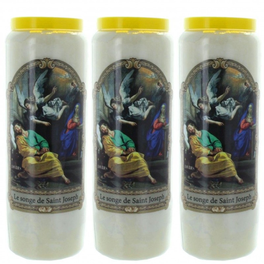 Palais du Rosaire Bougie Neuvaine | Lot De 3 Bougies De Neuvaine Le Songe De Saint Joseph 17,5Cm