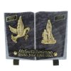Palais du Rosaire Plaque Funeraire | Plaque Funeraire En Granit En Forme De Livre Avec Des Sujets En Bronze 20X15Cm