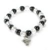 Palais du Rosaire Bracelet Fantaisie | Bracelet En Pierres Naturelles D'Hematite Et Cristal Avec Croix