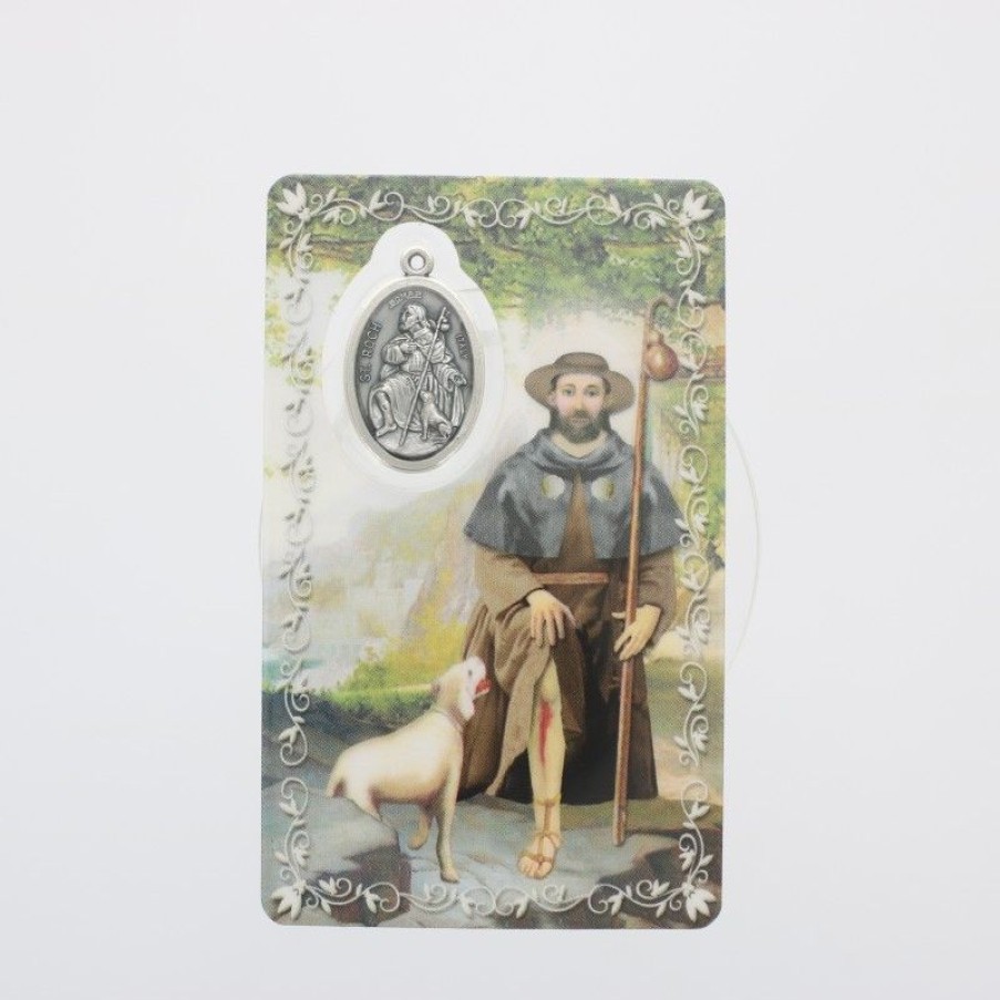 Palais du Rosaire Image Religieuse | Carte De Priere Saint Roch Avec Medaille