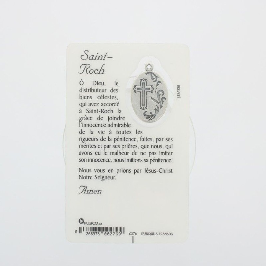 Palais du Rosaire Image Religieuse | Carte De Priere Saint Roch Avec Medaille