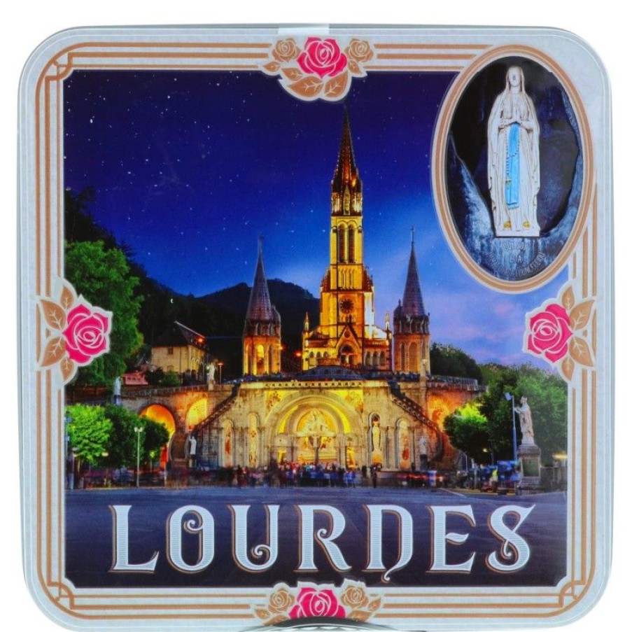 Palais du Rosaire Coffret Gourmand Lourdes | Coffret Gourmand, Boite A Biscuit Vue Basilique De Lourdes Contenant 120G De Sables