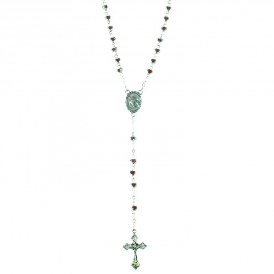 Palais du Rosaire Chapelet Metal | Chapelet En Metal Avec Des Petits Coeurs Emailles