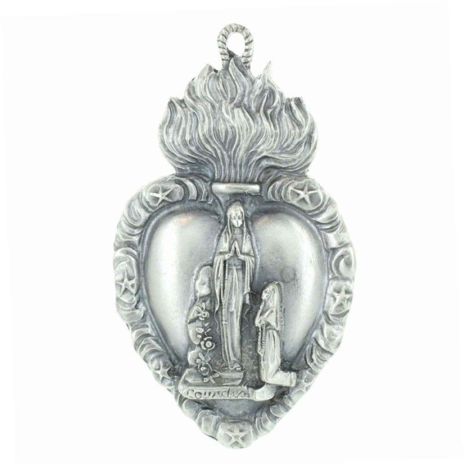 Palais du Rosaire Ex&Voto | Ex-Voto De Lourdes En Metal Argente A Suspendre