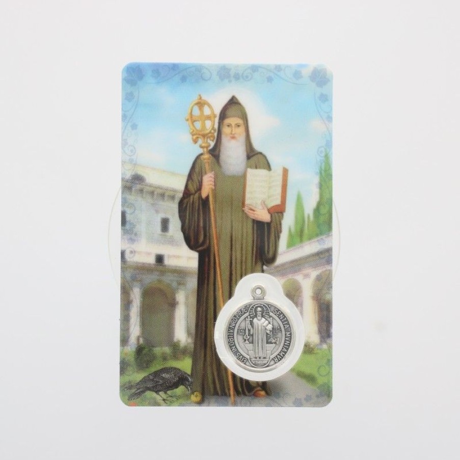 Palais du Rosaire Image Religieuse | Carte De Priere Saint Benoit Avec Medaille