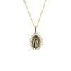Palais du Rosaire Collier En Plaque Or | Parure Plaque Or Avec Pendentif De La Vierge Effet Dentelle 11Mm