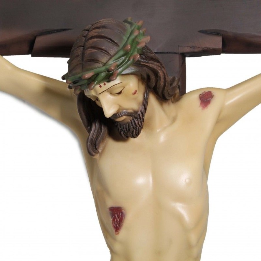 Palais du Rosaire Statue De Grande Taille | Crucifix En Resine A Poser De 106 Cm