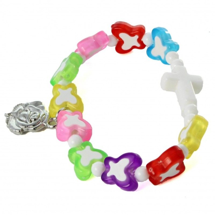 Palais du Rosaire Bracelet Fantaisie | Bracelet Enfant Avec Perles Multicolores Et Papillon