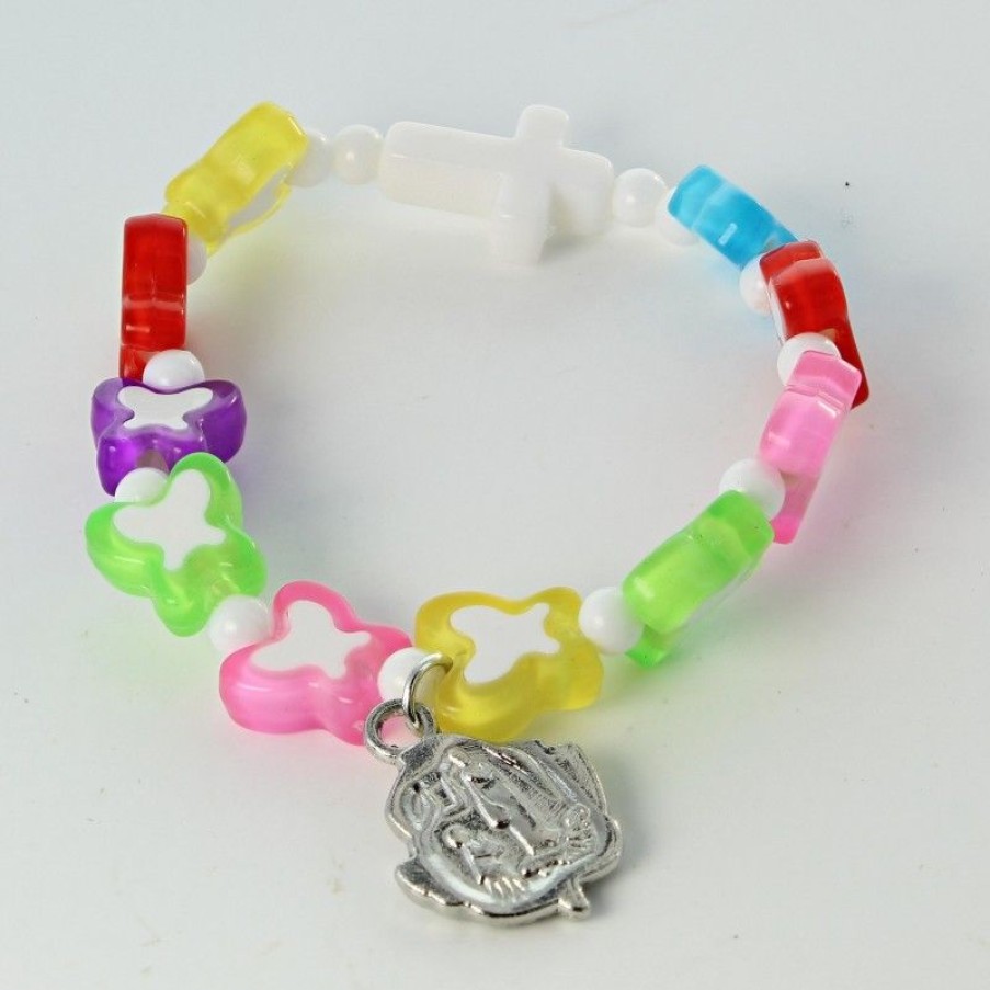 Palais du Rosaire Bracelet Fantaisie | Bracelet Enfant Avec Perles Multicolores Et Papillon