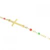 Palais du Rosaire Bracelet Fantaisie | Bracelet Dore Avec Croix Et Perle Multicolores