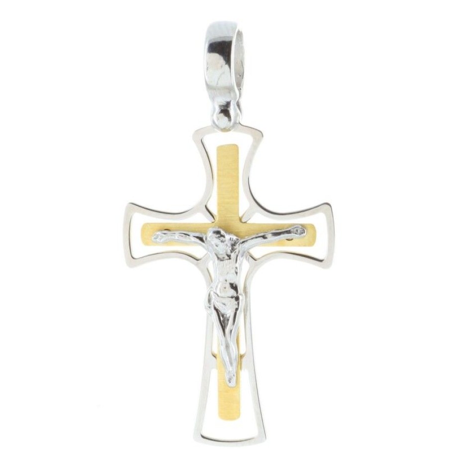 Palais du Rosaire Medaille Et Croix Argent | Pendentif Croix Argent Doree Avec Le Christ