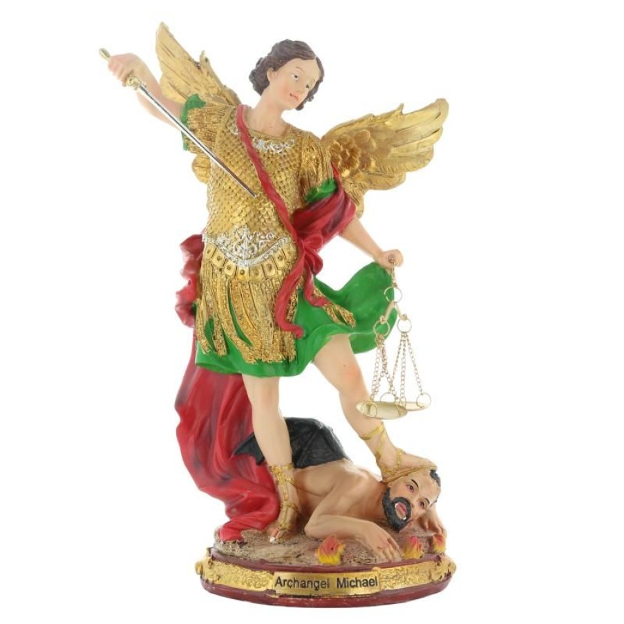 Palais du Rosaire Statue De Saint Michel | Statue De Saint Michel En Resine Coloree 30Cm
