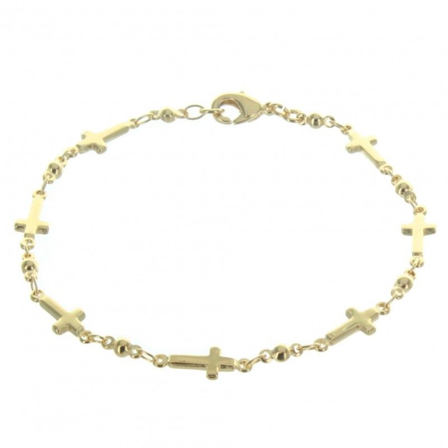 Palais du Rosaire Bracelet Plaque Or | Bracelet Avec Croix En Plaque Or