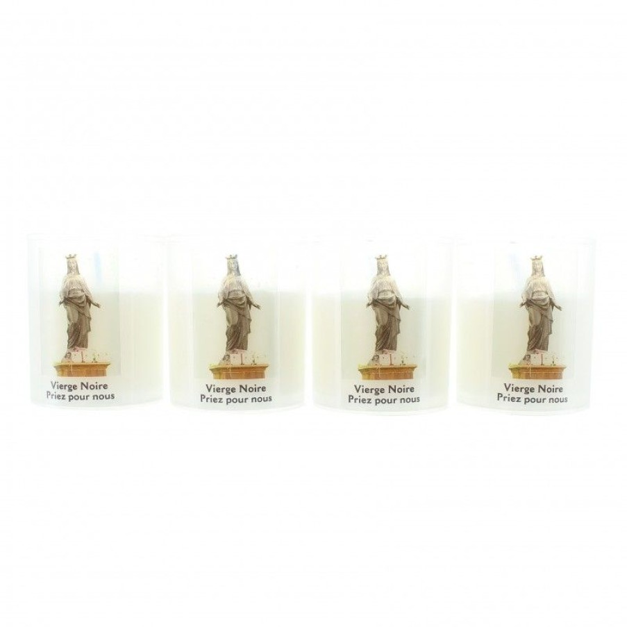 Palais du Rosaire Bougie Votive | Lot De 4 Bougies De La Vierge Noire De 5,5X6Cm