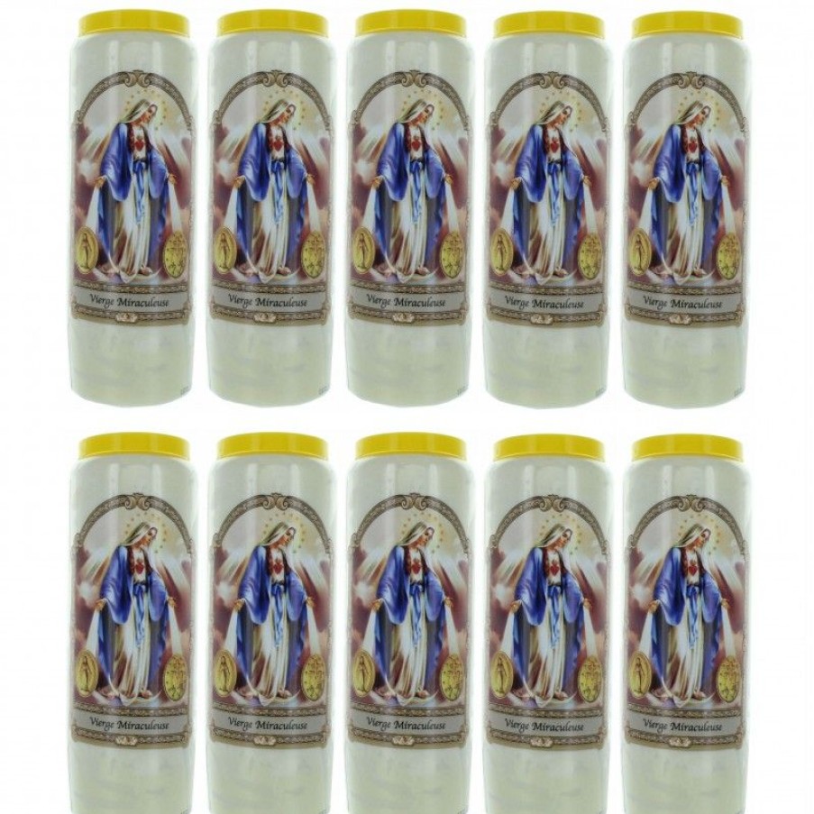 Palais du Rosaire Bougie Neuvaine | Lot De 10 Bougies De Neuvaine De La Vierge Miraculeuse 17,5Cm
