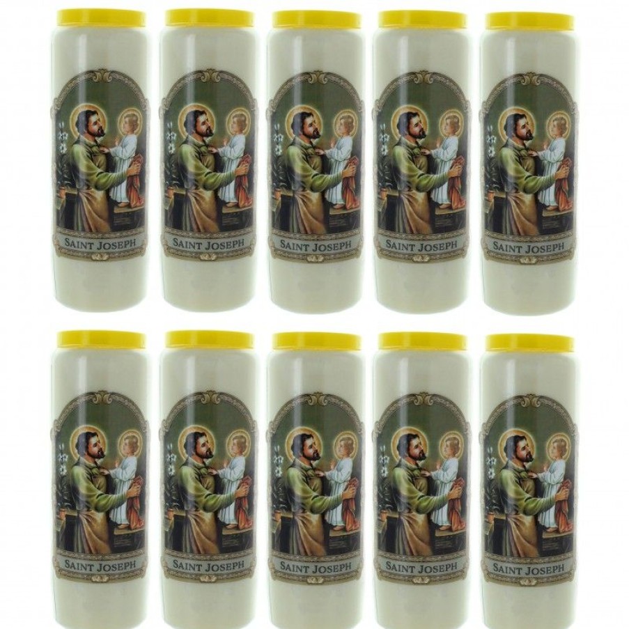 Palais du Rosaire Bougie Neuvaine | Lot De 10 Bougies De Neuvaine De Saint Joseph 17,5Cm