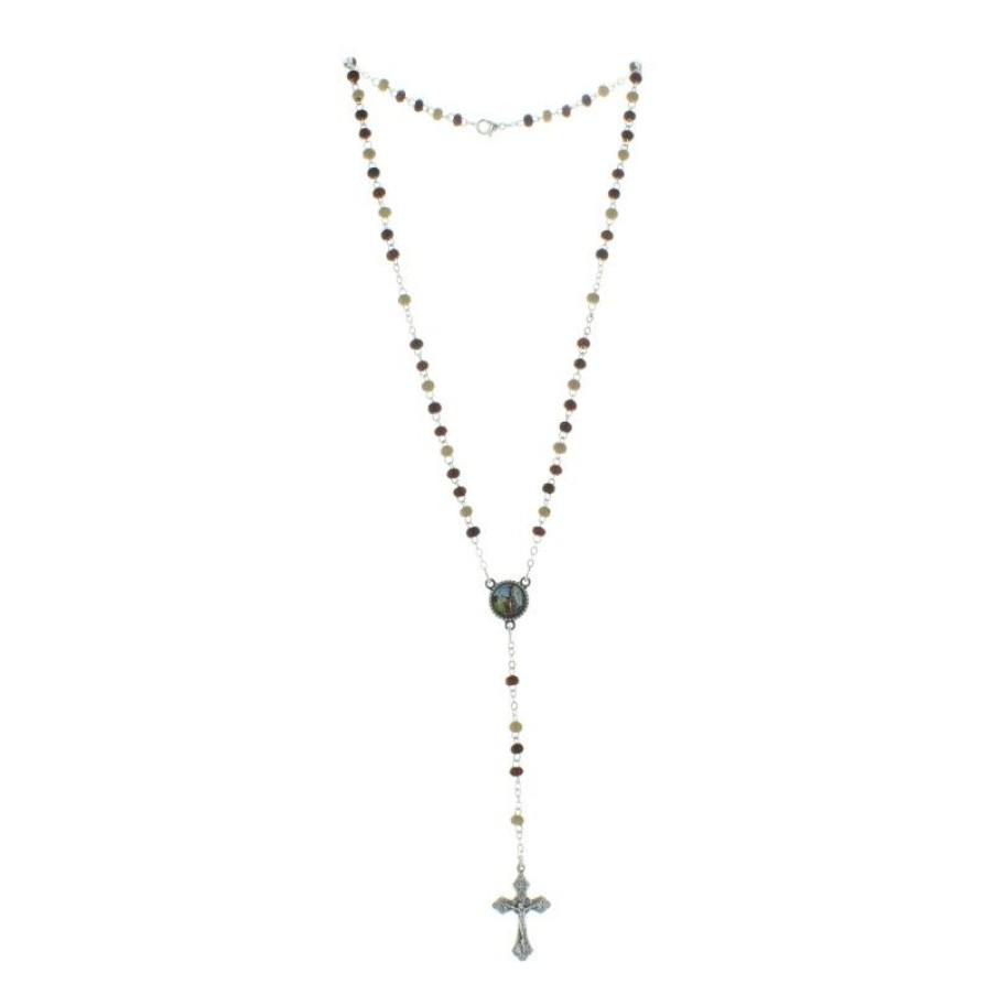 Palais du Rosaire Chapelet Bois | Chapelet Bois En 3 Tons Alternes Et Coeur Apparition De Lourdes Dans Une Boite