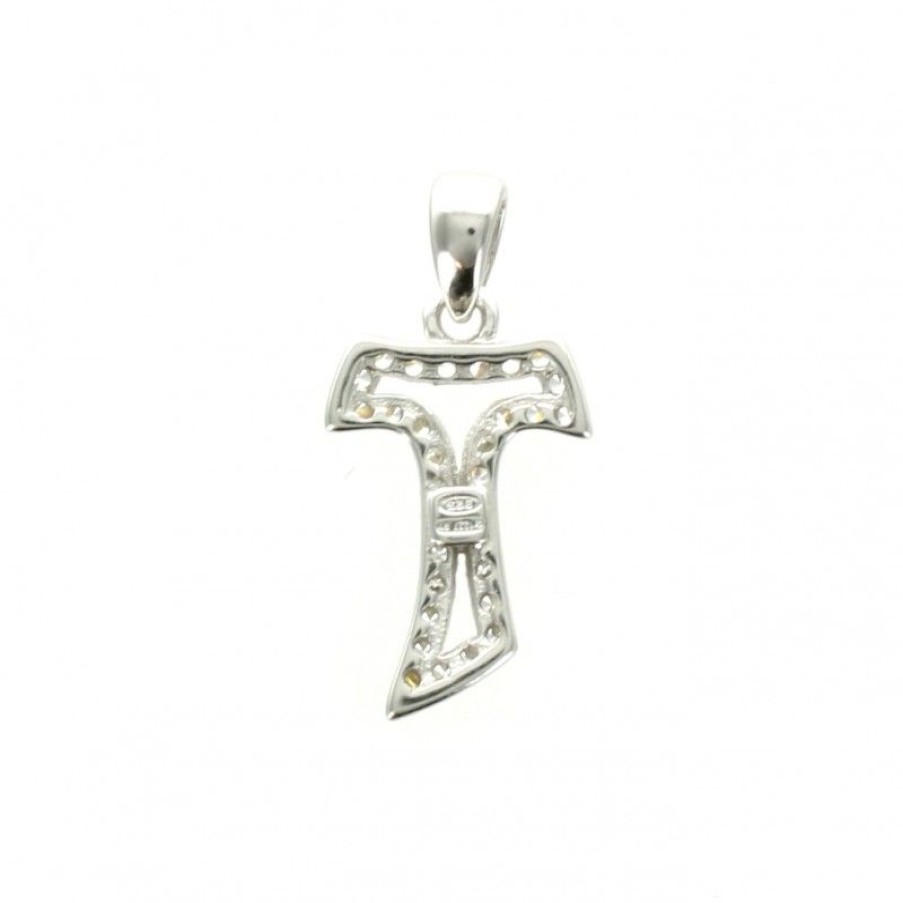 Palais du Rosaire Medaille Et Croix Argent | Croix Tau En Argent 15 Mm Recouverte De Strass