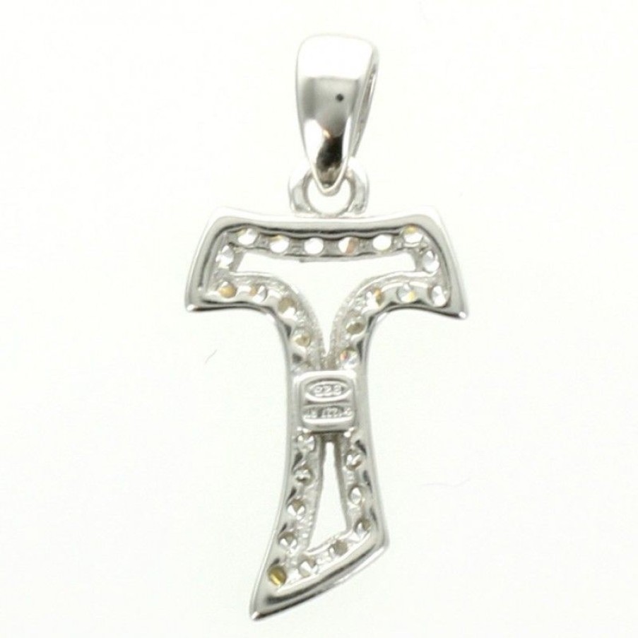 Palais du Rosaire Medaille Et Croix Argent | Croix Tau En Argent 15 Mm Recouverte De Strass