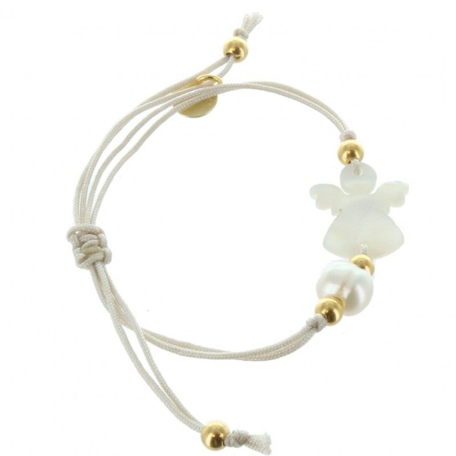 Palais du Rosaire Communion | Bracelet De Communion En Corde Avec Un Ange En Nacre