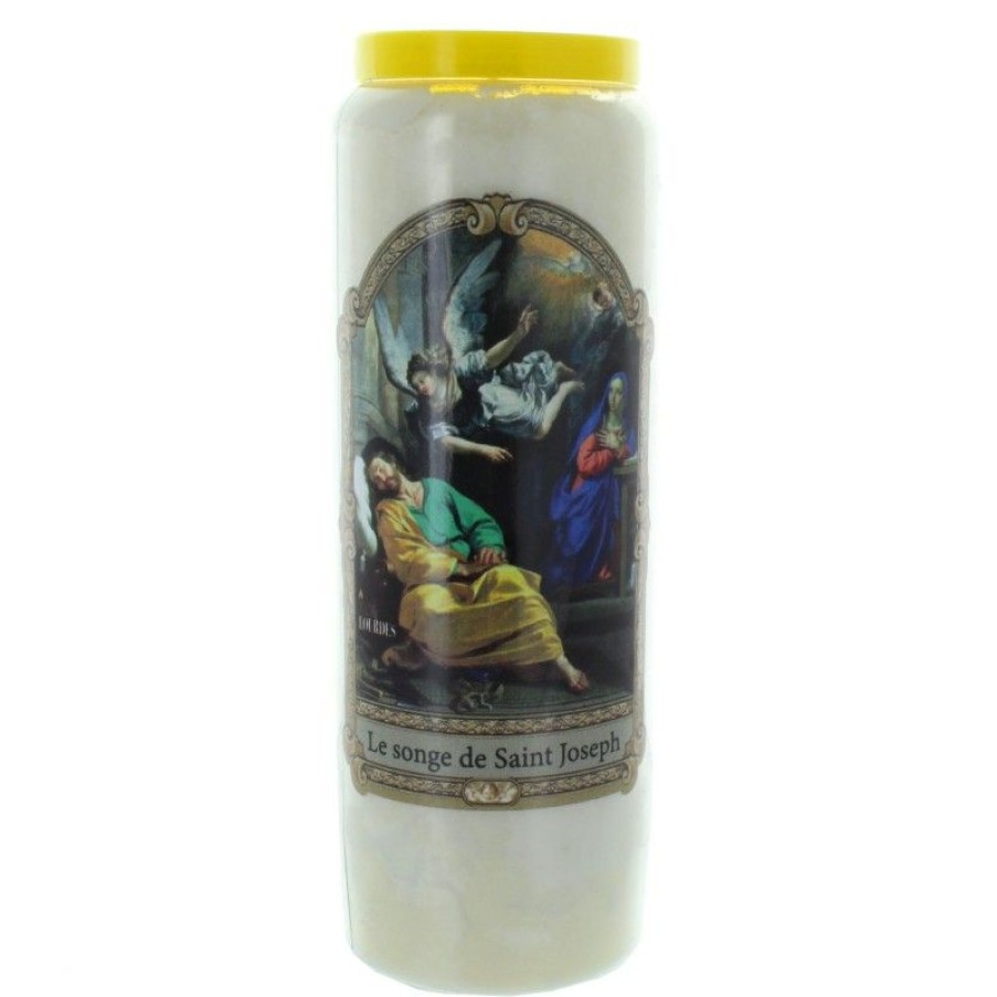 Palais du Rosaire Bougie Neuvaine | Lot De 20 Bougies Neuvaine Le Songe De Saint Joseph 17,5Cm