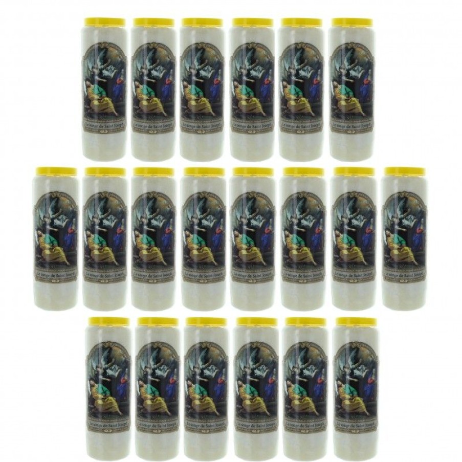 Palais du Rosaire Bougie Neuvaine | Lot De 20 Bougies Neuvaine Le Songe De Saint Joseph 17,5Cm