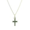Palais du Rosaire Collier En Plaque Or | Parure En Plaque Or Avec Double Croix 13 Mm