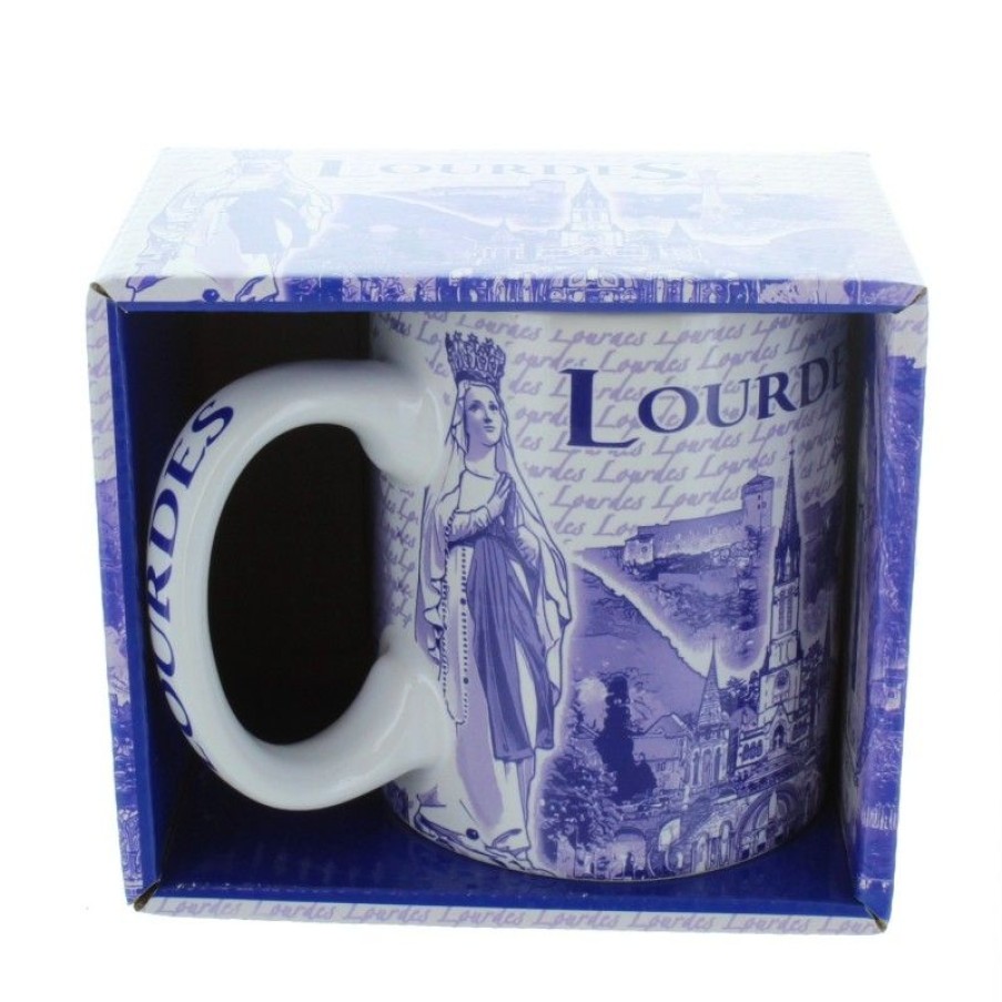 Palais du Rosaire Vaisselle De Lourdes | Mug De Lourdes Avec Des Images De La Vierge Et Lieux De Lourdes