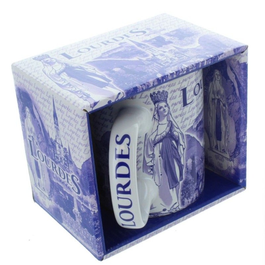 Palais du Rosaire Vaisselle De Lourdes | Mug De Lourdes Avec Des Images De La Vierge Et Lieux De Lourdes