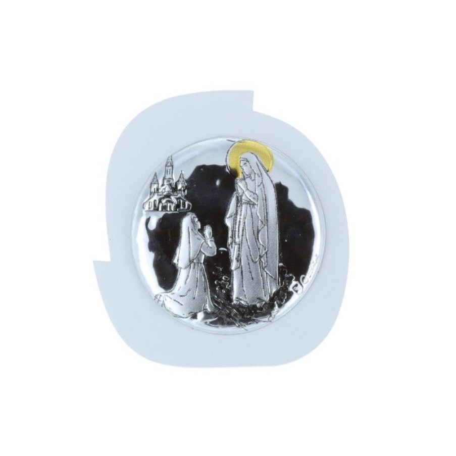 Palais du Rosaire Cadre Religieux | Cadre Religieux Apparition De Lourdes Argentee 5 X 5,5 Cm