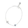 Palais du Rosaire Bracelet Argent | Bracelet En Argent Avec Une Croix Et Un Rond Bleu Et Blanc Avec Strass