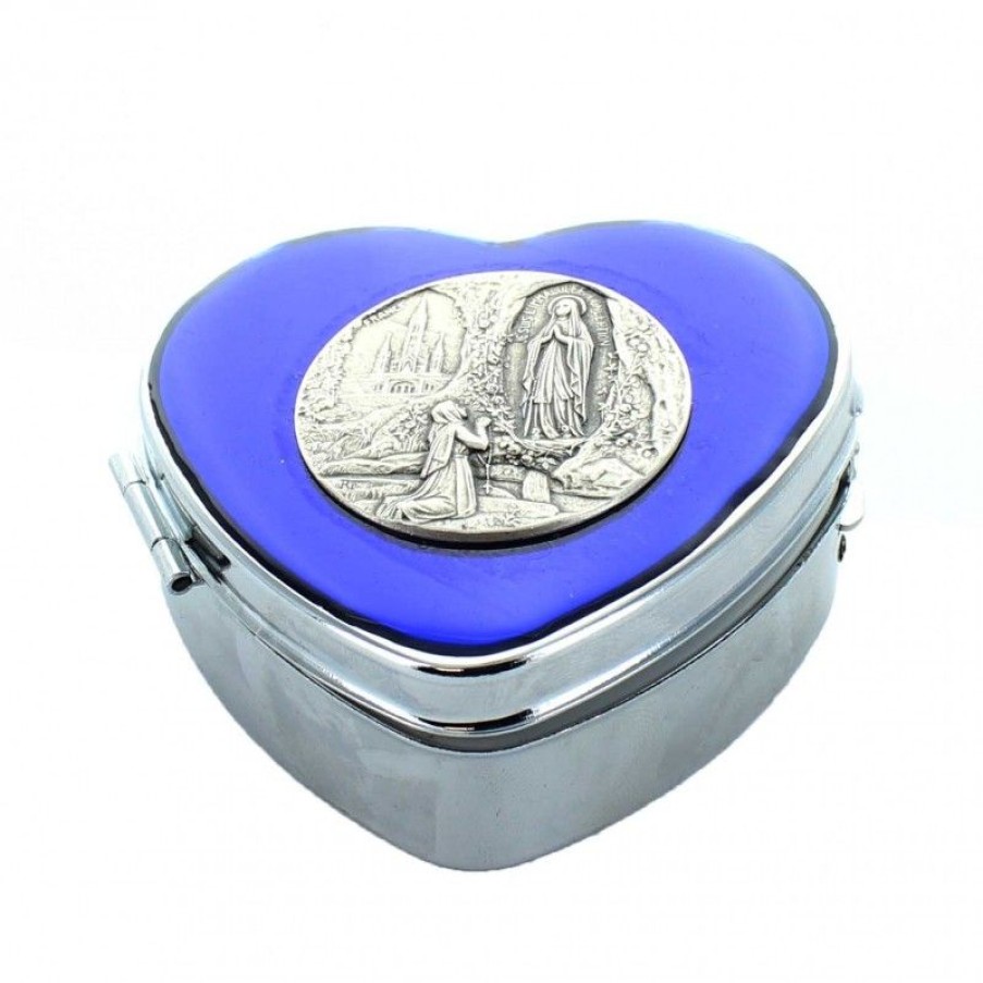 Palais du Rosaire Etui A Chapelet | Boite A Chapelet Apparition De Lourdes Forme Coeur