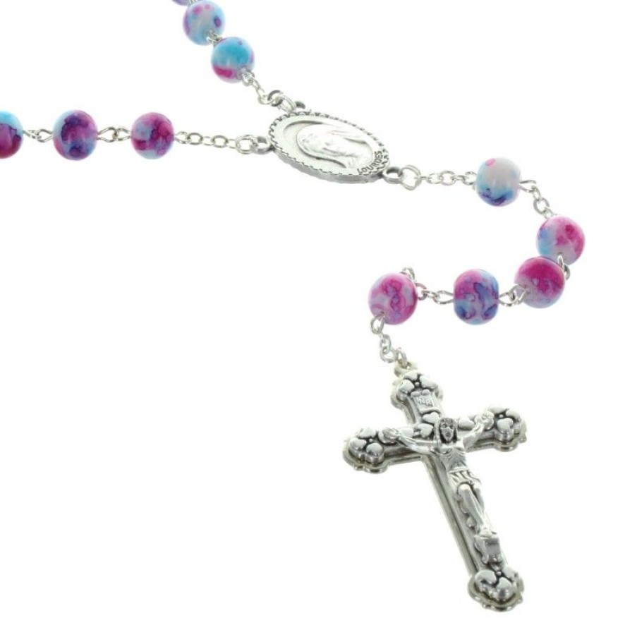 Palais du Rosaire Chapelet Verre | Chapelet De Lourdes Avec Des Grains En Verre Marbres Colores