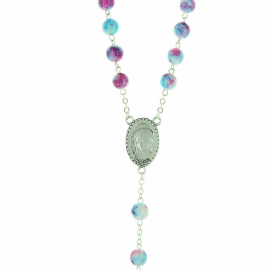 Palais du Rosaire Chapelet Verre | Chapelet De Lourdes Avec Des Grains En Verre Marbres Colores