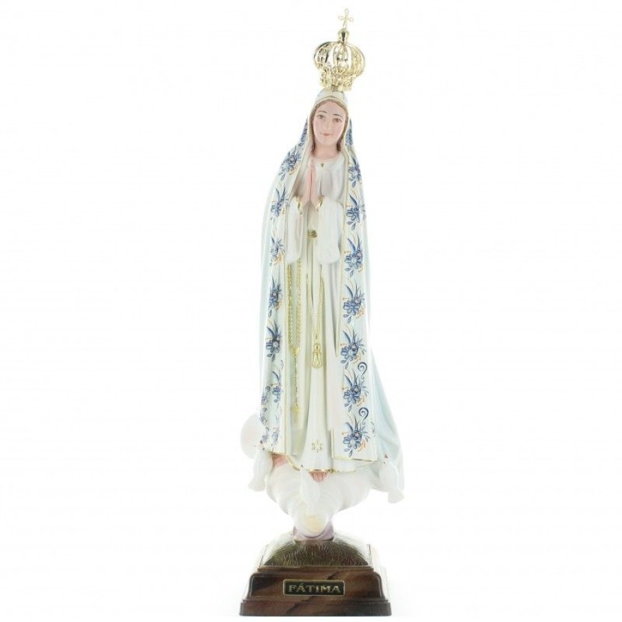 Palais du Rosaire Statue Vierge De Fatima | Statue Notre Dame De Fatima Decoree De Fleurs En Resine De 24 Cm