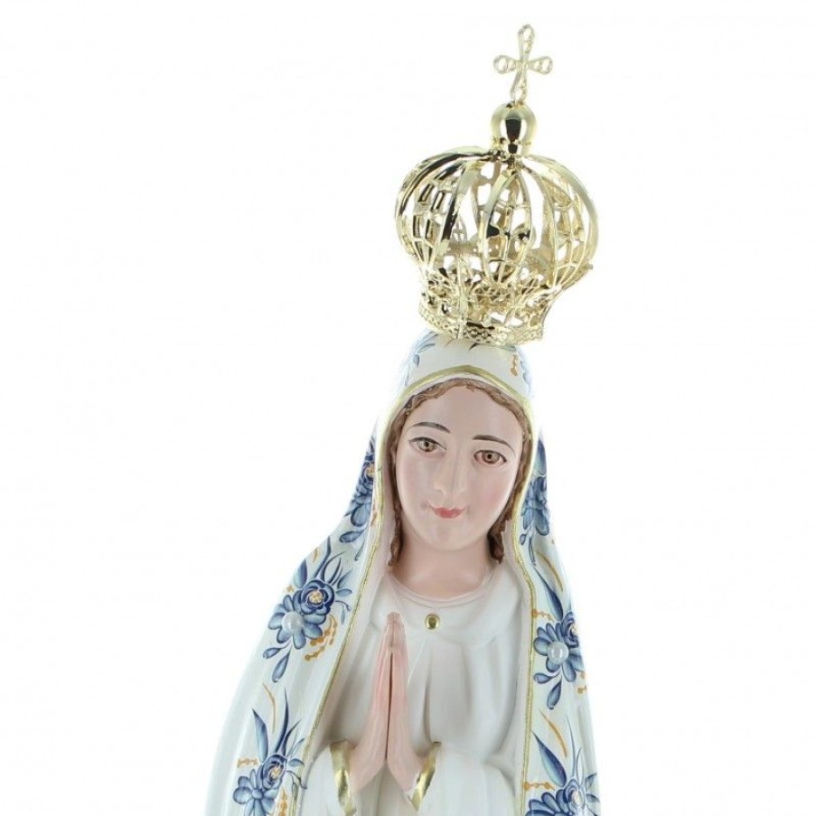 Palais du Rosaire Statue Vierge De Fatima | Statue Notre Dame De Fatima Decoree De Fleurs En Resine De 24 Cm