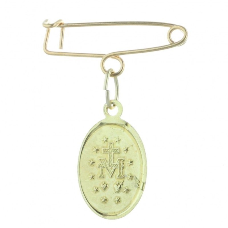 Palais du Rosaire Broche Metal | Broche De La Vierge Miraculeuse En Metal Dore
