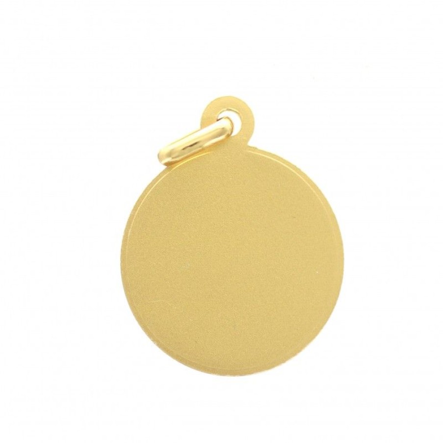 Palais du Rosaire Medaille Et Croix Plaque Or | Medaille En Plaque Or 18Mm Avec Vierge A L'Enfant