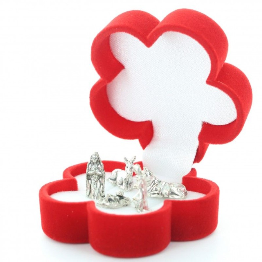 Palais du Rosaire Creche | Coffret Mini Creche En Velours En Forme Fleur