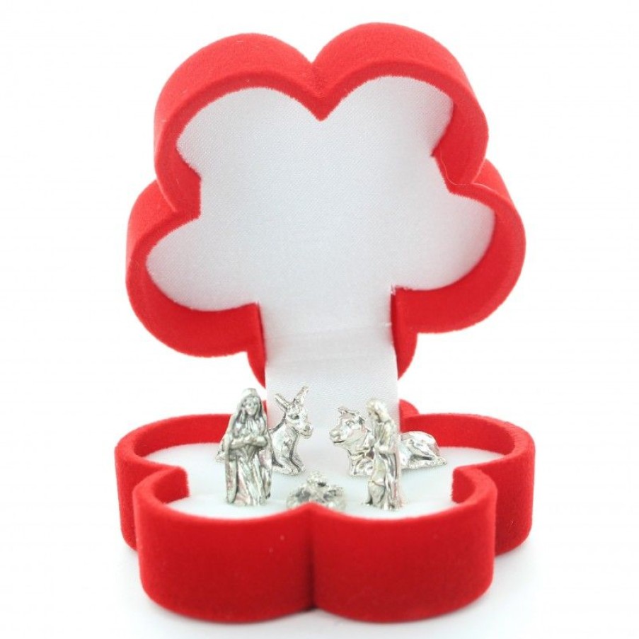 Palais du Rosaire Creche | Coffret Mini Creche En Velours En Forme Fleur