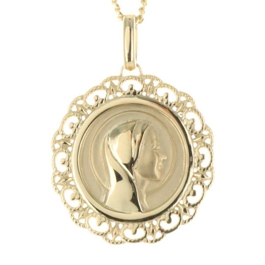 Palais du Rosaire Medaille Et Croix Plaque Or | Parure Medaille Vierge Marie Plaque Or Et Chaine 50Cm