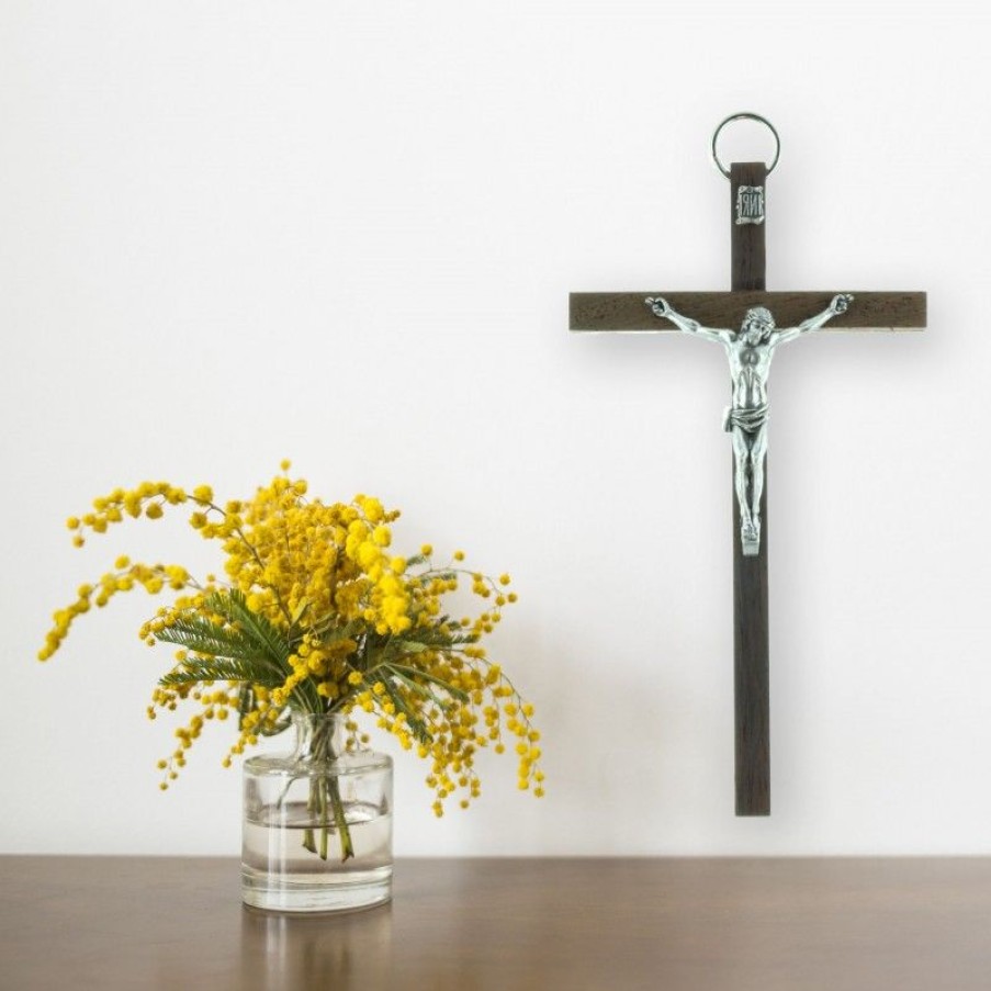 Palais du Rosaire Crucifix Bois | Crucifix En Bois Fonce A Suspendre 13Cm