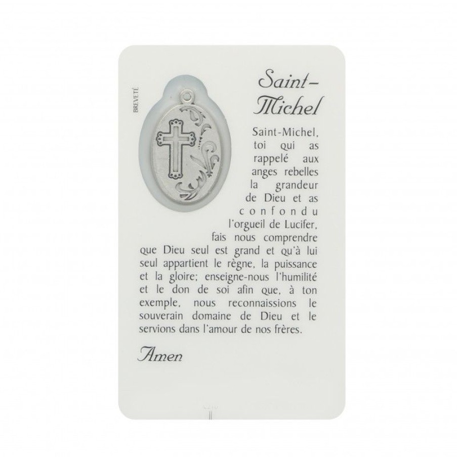 Palais du Rosaire Image Religieuse | Carte De Priere Saint Michel Avec Medaille