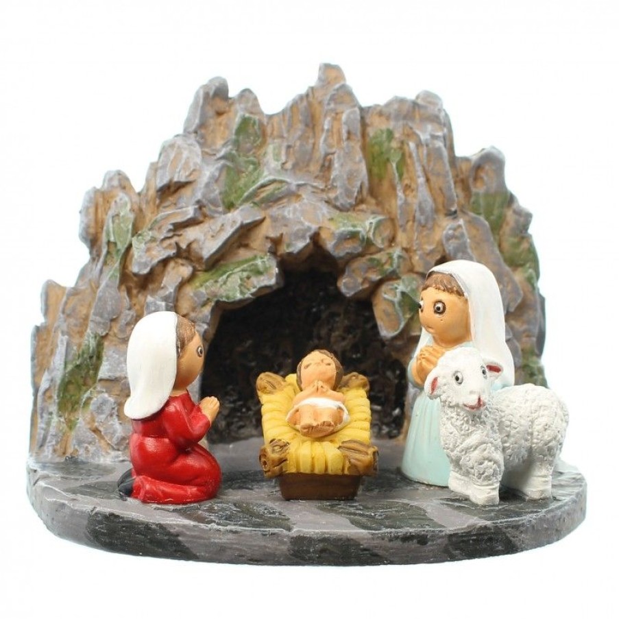 Palais du Rosaire Creche | Creche En Ceramique De L'Appartion De Lourdes 8X7Cm