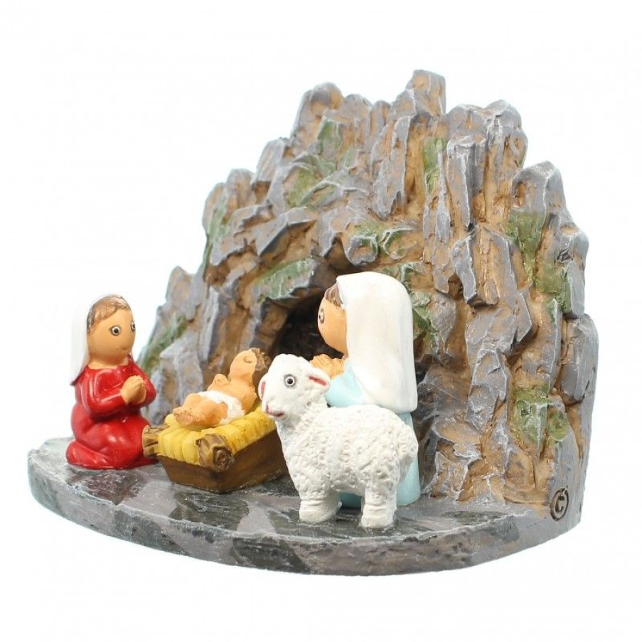 Palais du Rosaire Creche | Creche En Ceramique De L'Appartion De Lourdes 8X7Cm