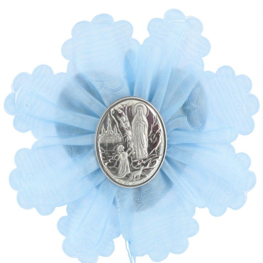 Palais du Rosaire Medaille De Berceau | Medaille De Berceau Avec Une Medaille De Lourdes En Argent