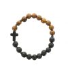 Palais du Rosaire Bracelet Fantaisie | Bracelet En Grains En Bois Et En Pierre Volcanique